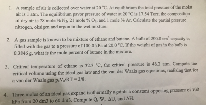 Solved 1 A Sample Of Air Is Collected Over Water At 20 C Chegg solved-1-a-sample-of-air-is-collected-over-water-at-20-c-chegg