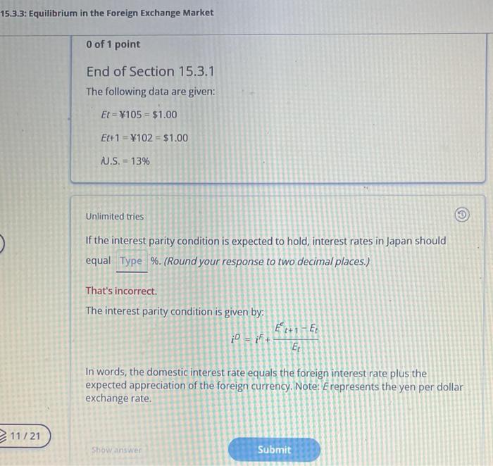 Solved 15.3.3: Equilibrium in the Foreign Exchange Market 0 | Chegg.com