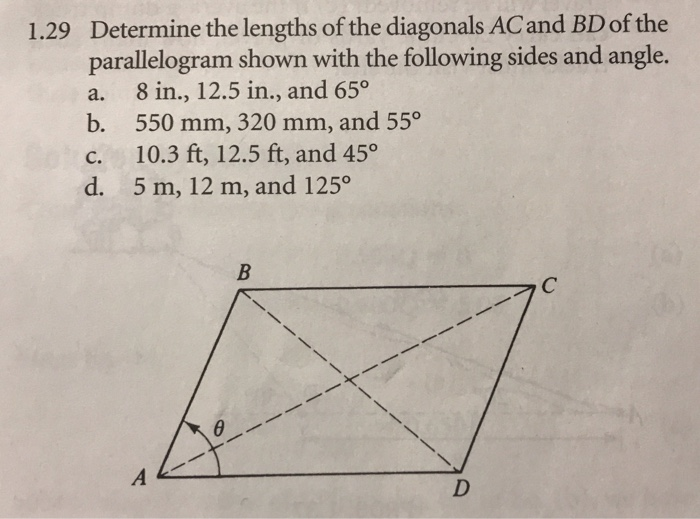 Solved 1.29 Determine The Lengths Of The Diagonals AC And BD | Chegg.com