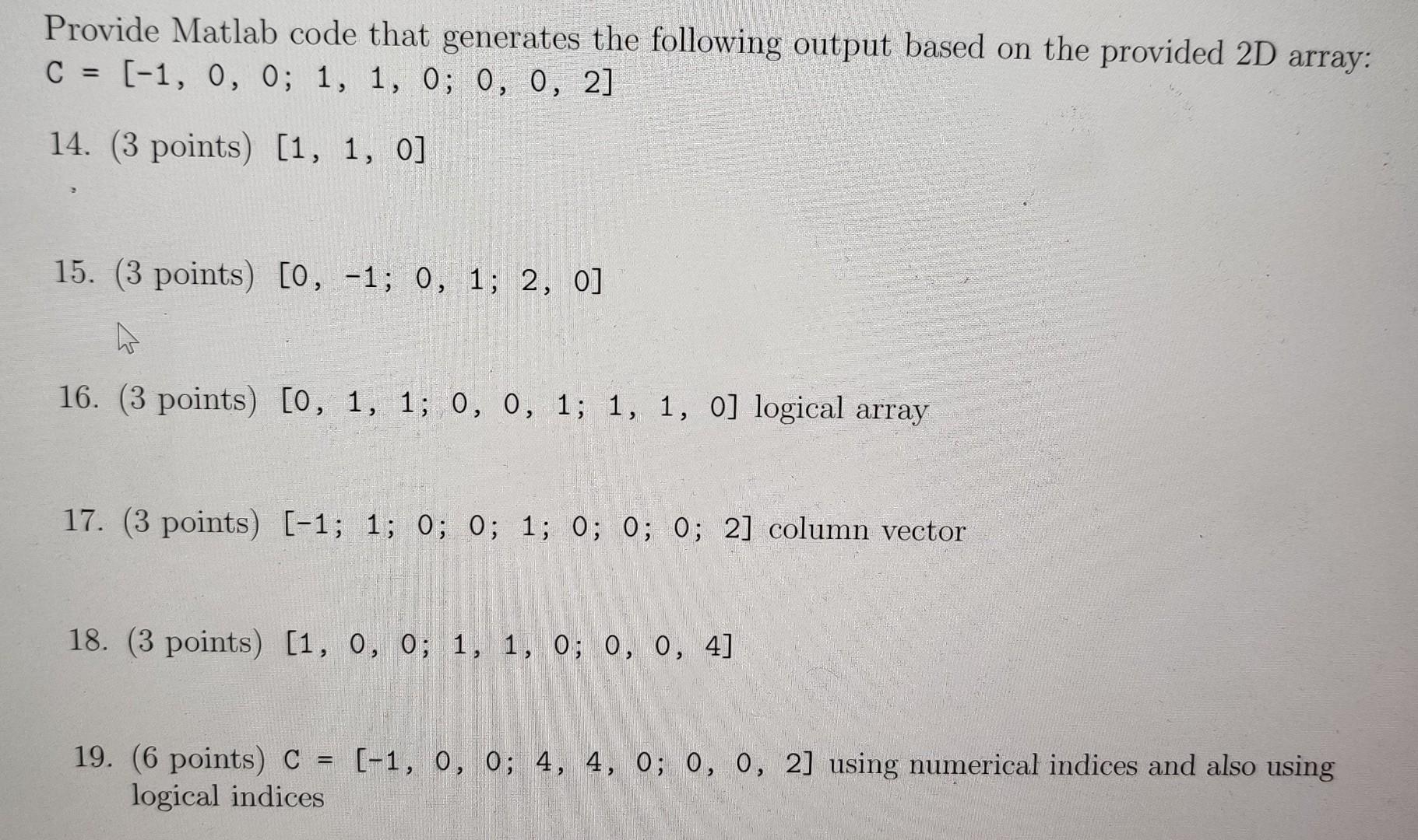 Solved Provide Matlab code that generates the following | Chegg.com