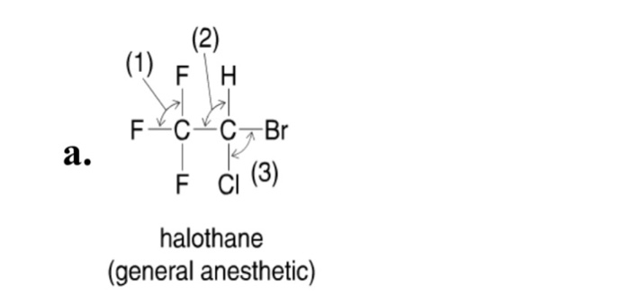 Solved (2) (1) FH FYCYCBr a. F C (3) halothane (general | Chegg.com