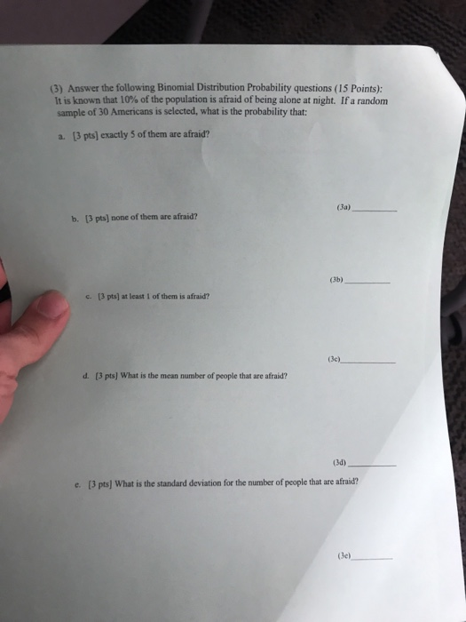 Solved (3) Answer the following Binomial Distribution | Chegg.com