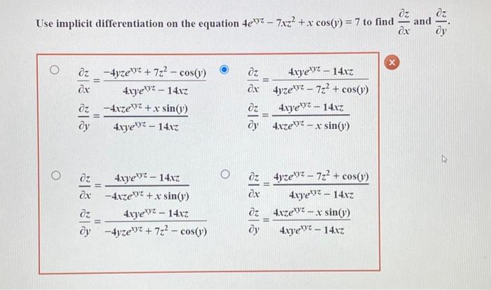 Solved Use implicit differentiation on the equation | Chegg.com