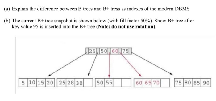 Solved (a) Explain The Difference Between B Trees And B+ | Chegg.com