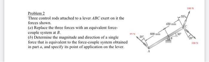 Solved Problem 2 Three Control Rods Attached To A Lever ABC | Chegg.com