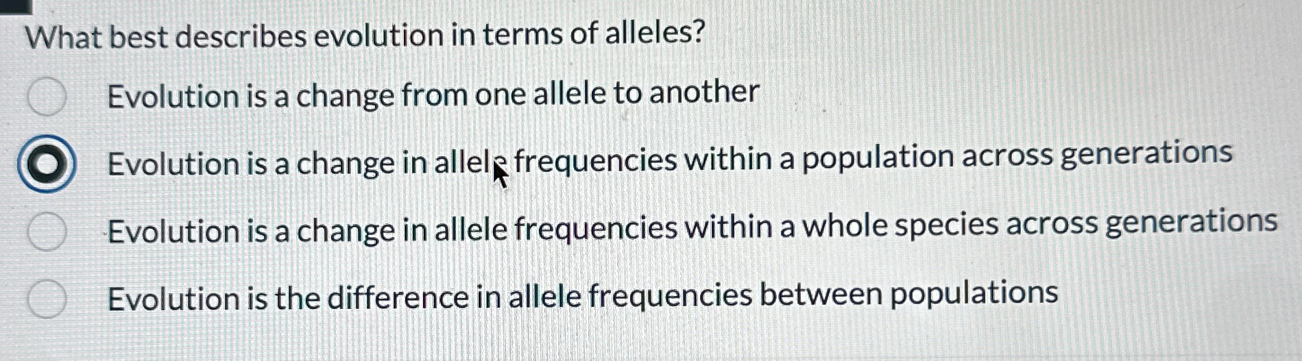 Solved What best describes evolution in terms of | Chegg.com