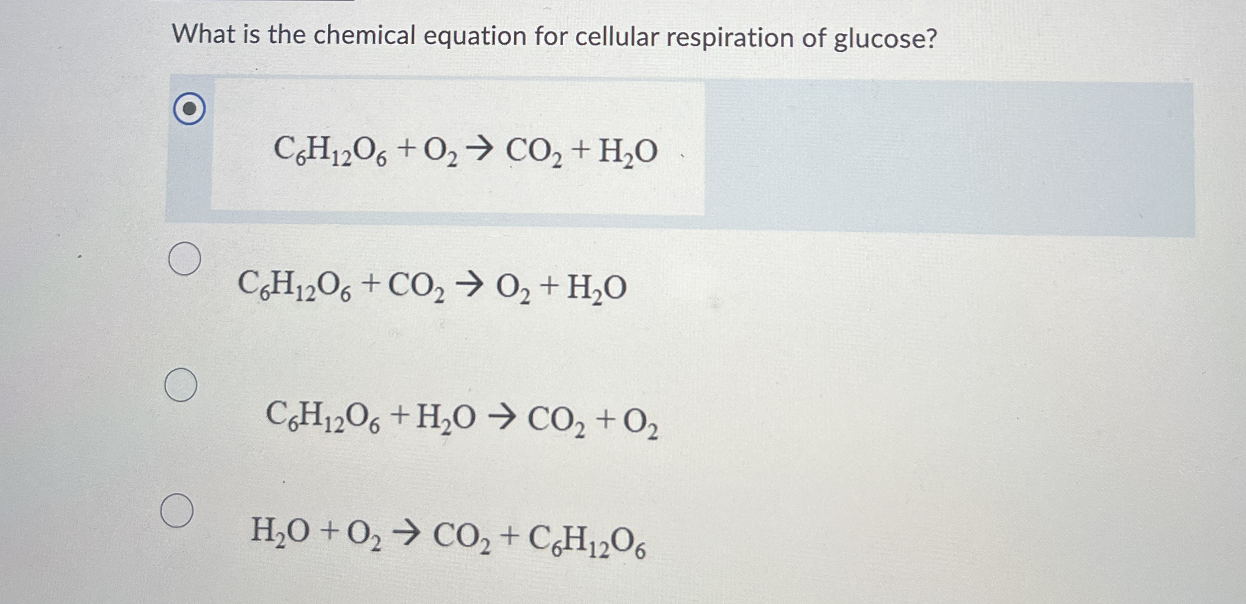 Solved What is the chemical equation for cellular | Chegg.com