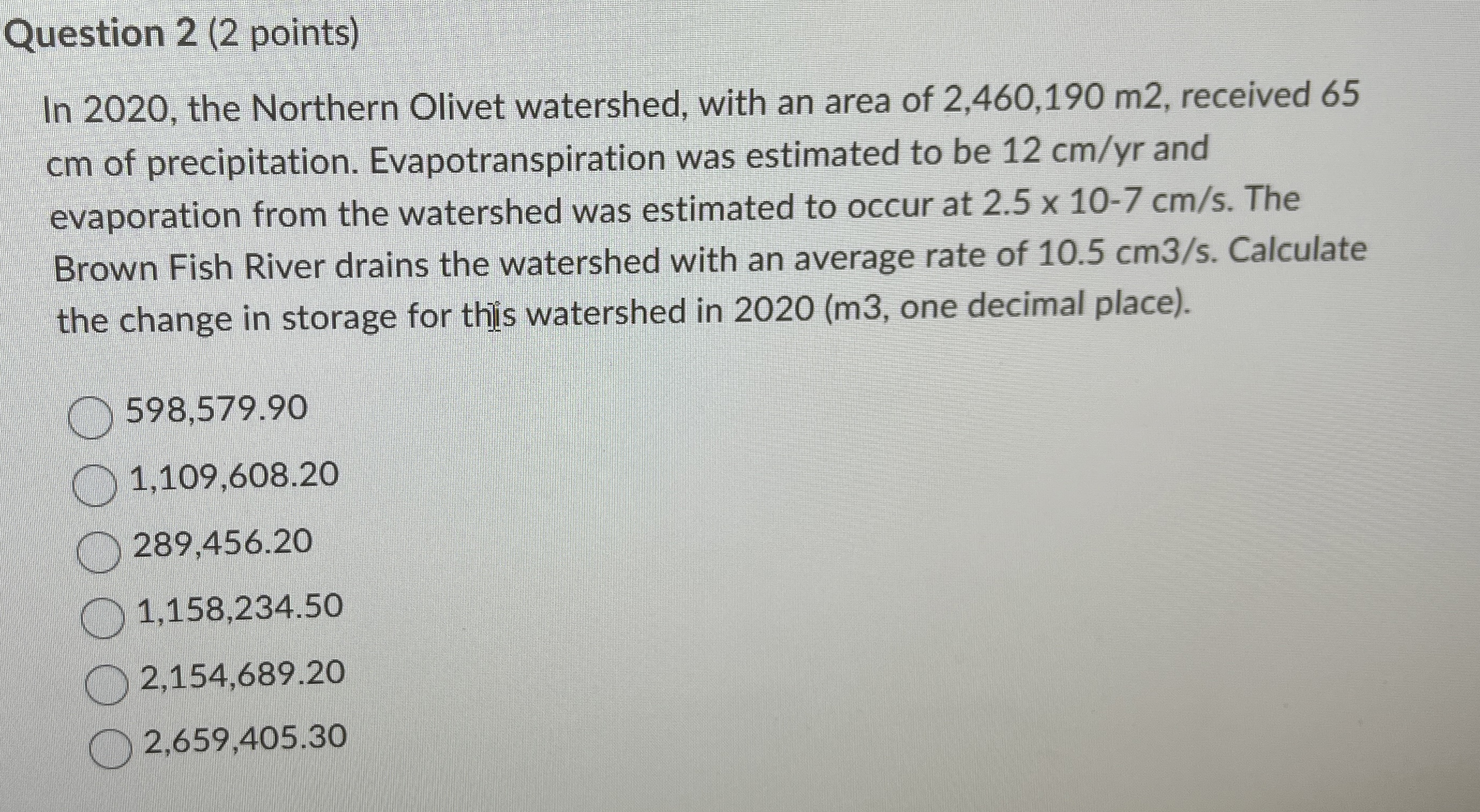 Solved Question 2 (2 ﻿points)In 2020, ﻿the Northern Olivet | Chegg.com