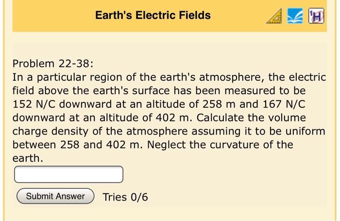 Solved Earth's Electric Fields Problem 22-38: In a | Chegg.com