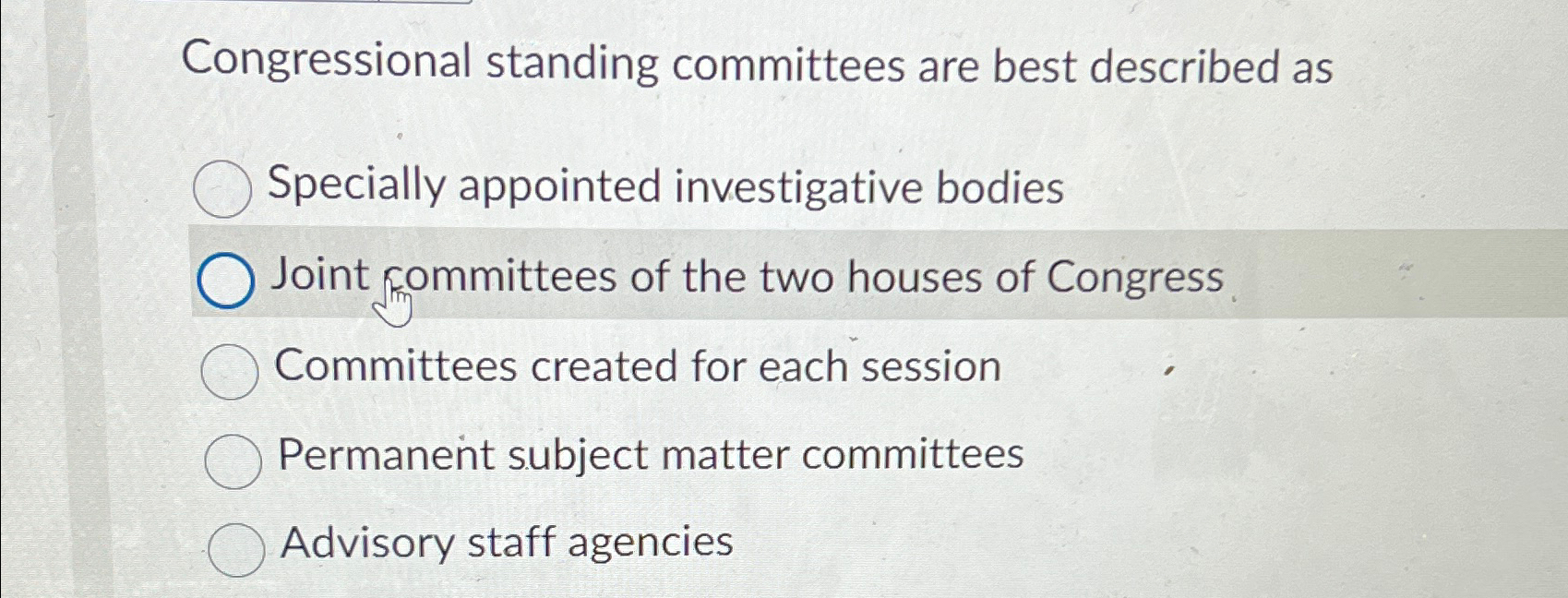 Solved Congressional standing committees are best described | Chegg.com
