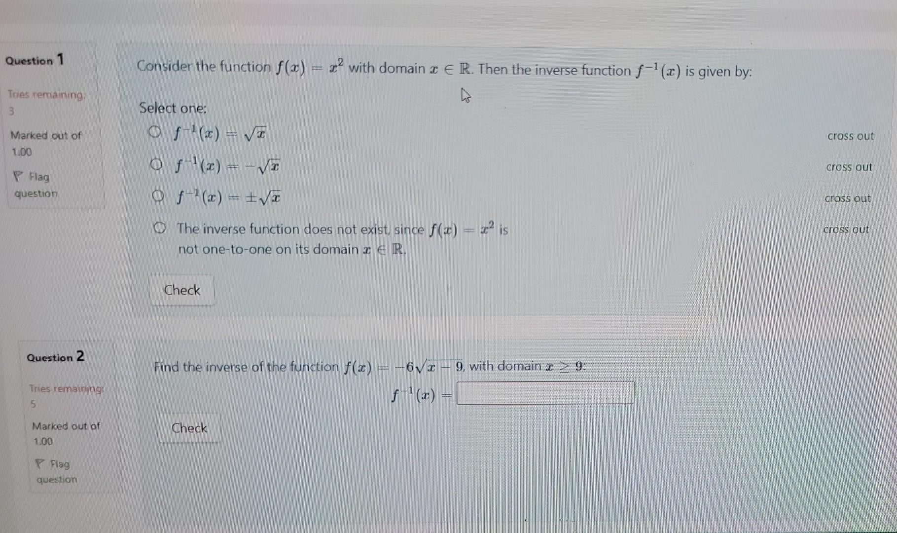 Solved Question 1 Consider the function f(x)=x2 with domain | Chegg.com