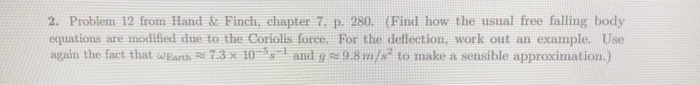 Solved Problem 12: (Deflection of object thrown up into the | Chegg.com