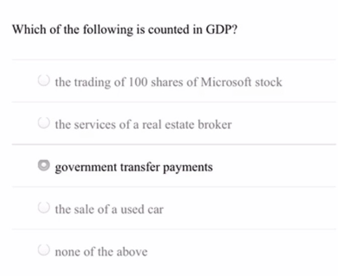 Solved Gross Domestic Product (GDP) is the total market | Chegg.com