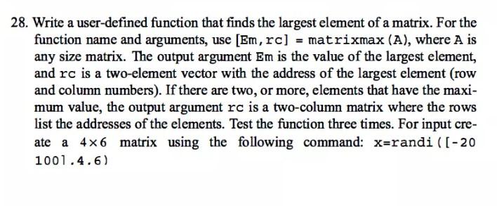 Solved 28. Write a user-defined function that finds the | Chegg.com