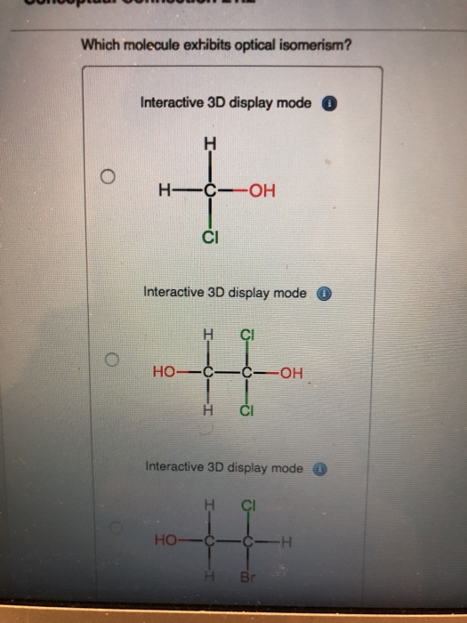 UUPUHULUI Which Molecule Exhibits Optical Isomerism Chegg