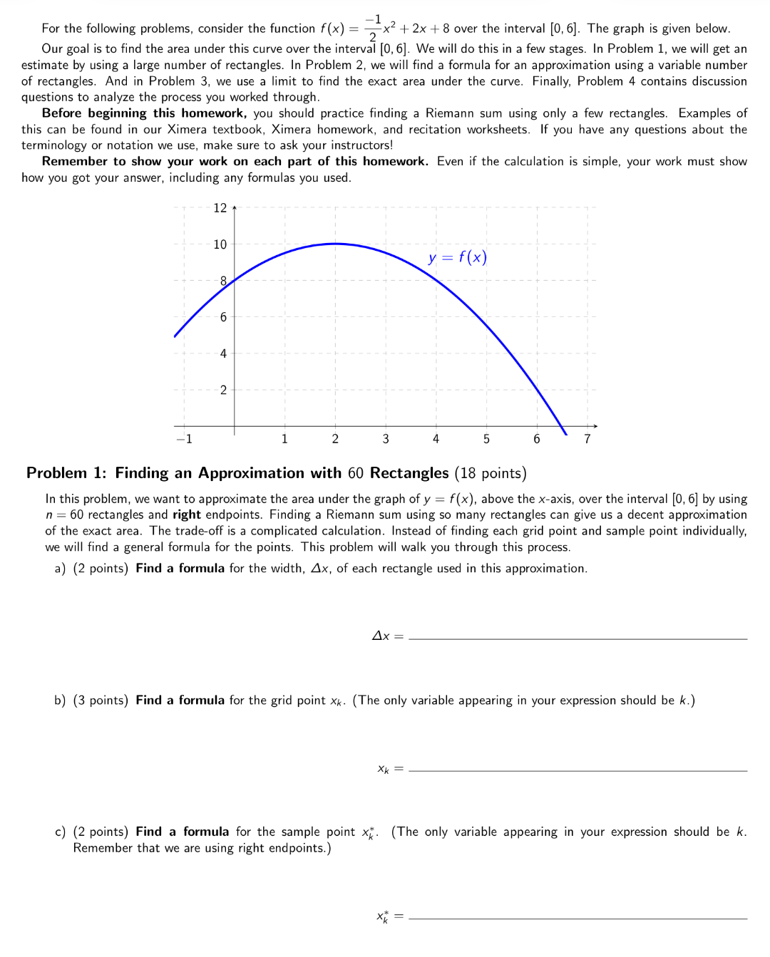 Solved For the following problems, consider the function | Chegg.com