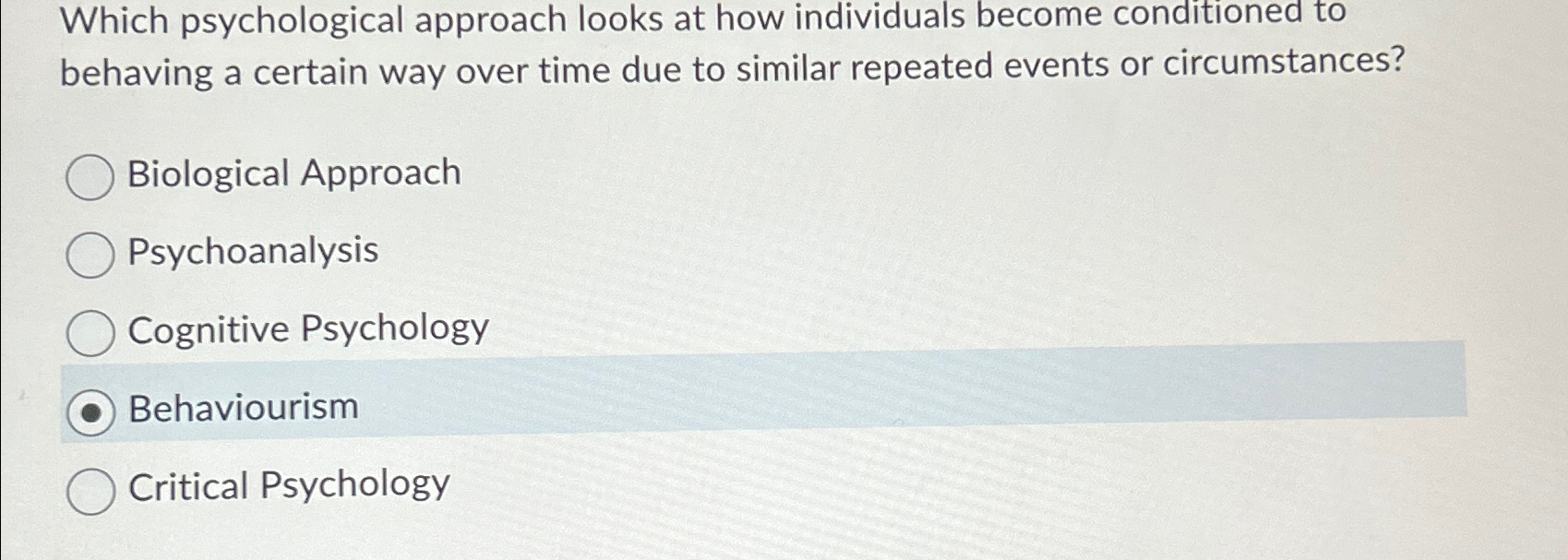 Solved Which psychological approach looks at how individuals | Chegg.com