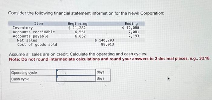 Solved Consider the following financial statement | Chegg.com