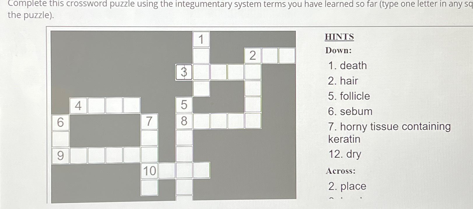 Solved Complete this crossword puzzle using the Chegg