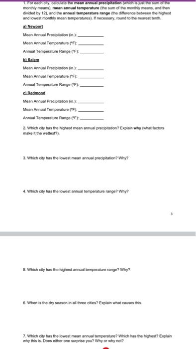 Solved Physical Geography Exercise 5: Creating and comparing | Chegg.com