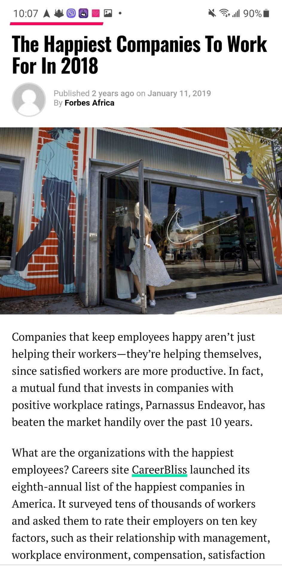 Solved 1007 A Post Jul 90 The Happiest Companies To Work