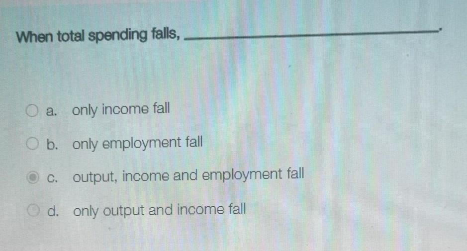 Solved When total spending falls, a. only income fall O b. | Chegg.com