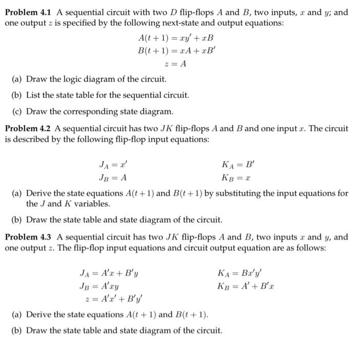 Solved Problem 4.1 A sequential circuit with two D | Chegg.com