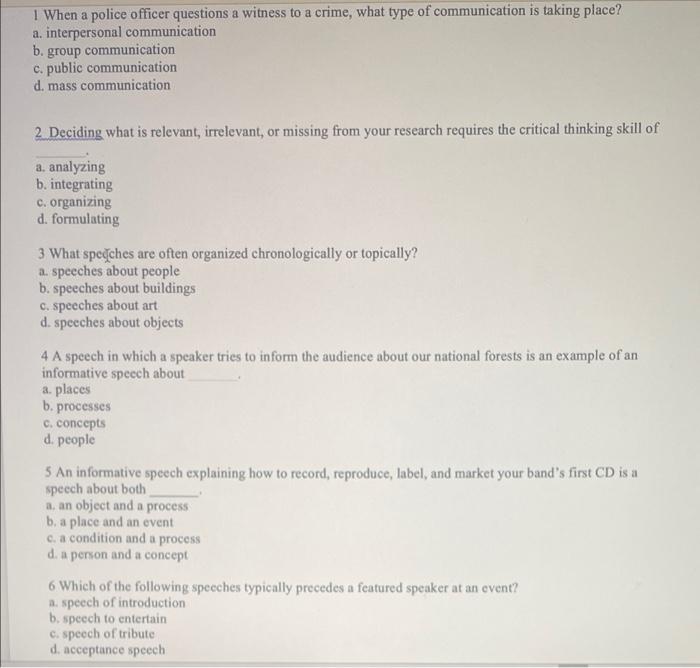 1 When a police officer questions a witness to a | Chegg.com