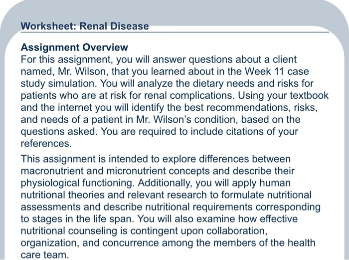 kidney assignment pdf