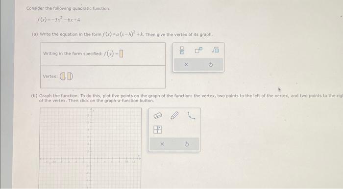 Solved Consider The Following Quadratic Function