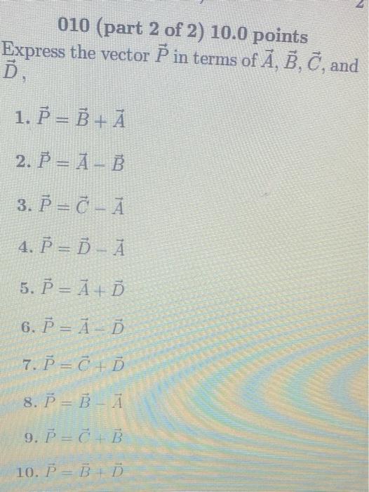 Solved 009 (part 1 of 2) 10.0 points Express the vector R с | Chegg.com