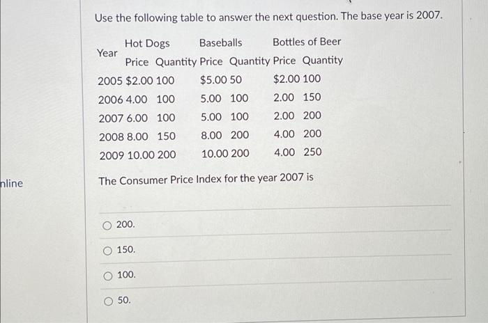 Solved Use the following table to answer the next question. | Chegg.com