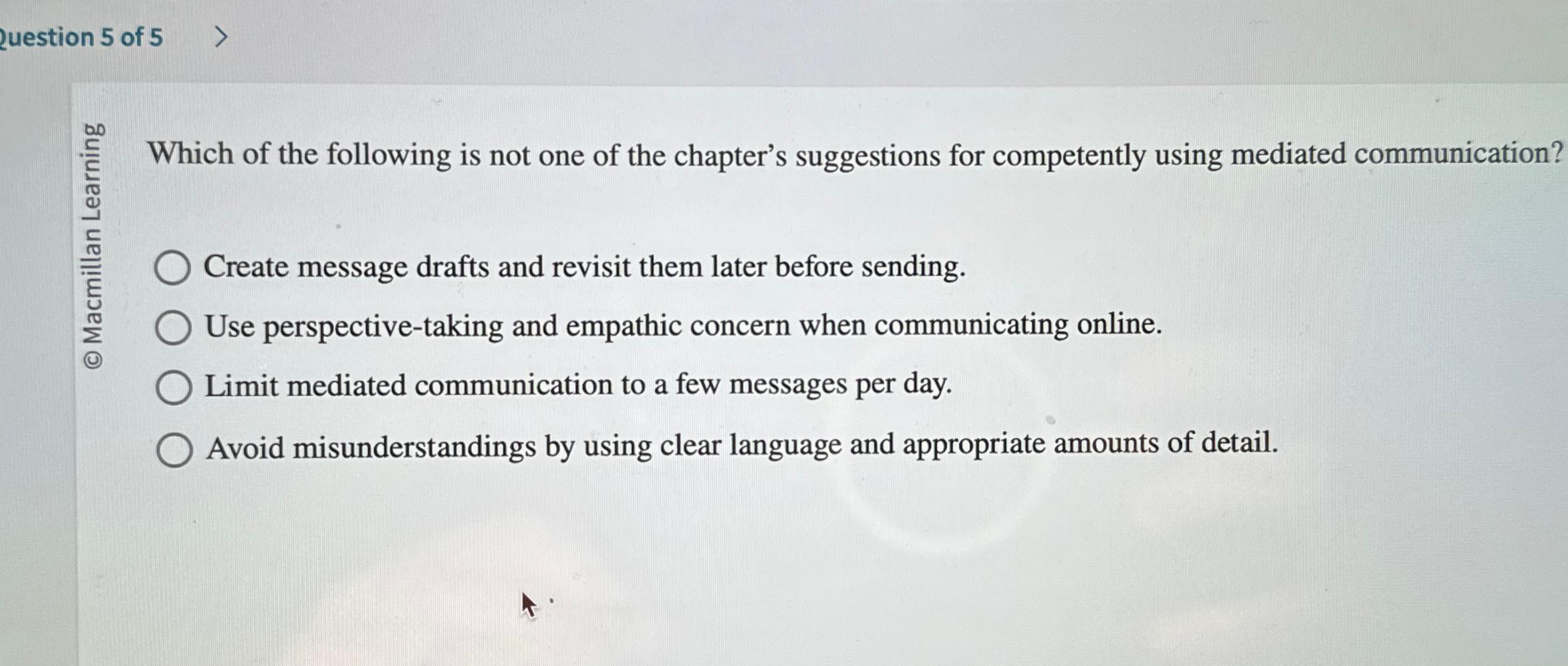 Solved uestion 5 ﻿of 5Which of the following is not one of | Chegg.com