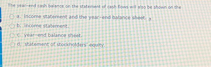 year end cash balance