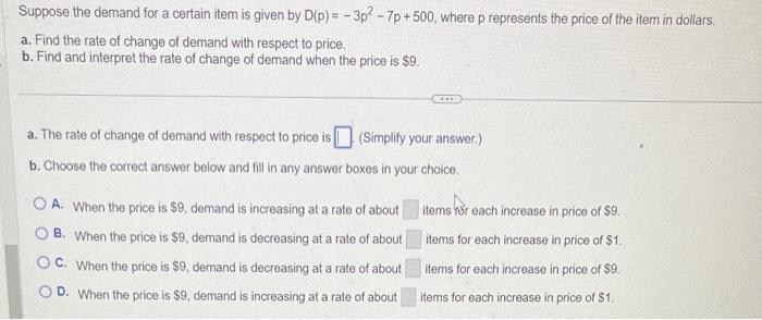 Solved Suppose the demand for a certain item is given by | Chegg.com