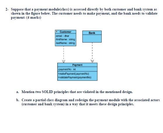 Solved 2- Suppose that a payment module(class) is accessed | Chegg.com