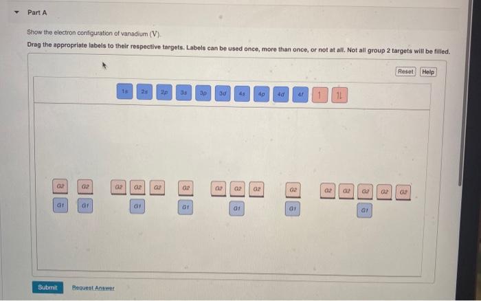 Solved Part A Show the electron configuration of vanadium | Chegg.com