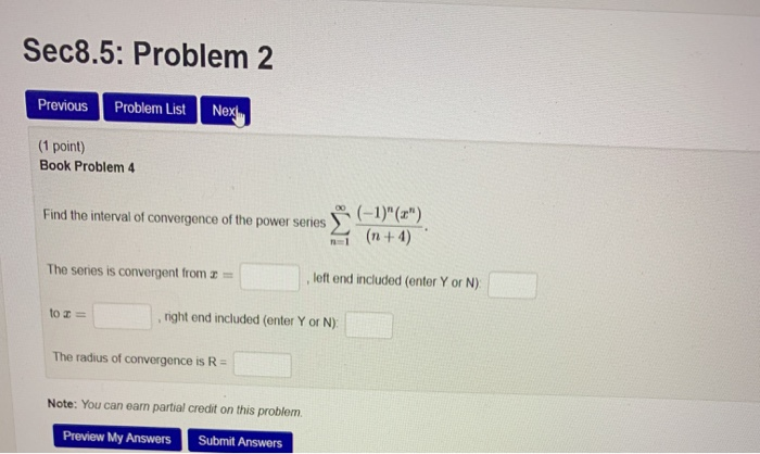Solved Sec8.5: Problem 1 Previous Problem List Next (1 | Chegg.com