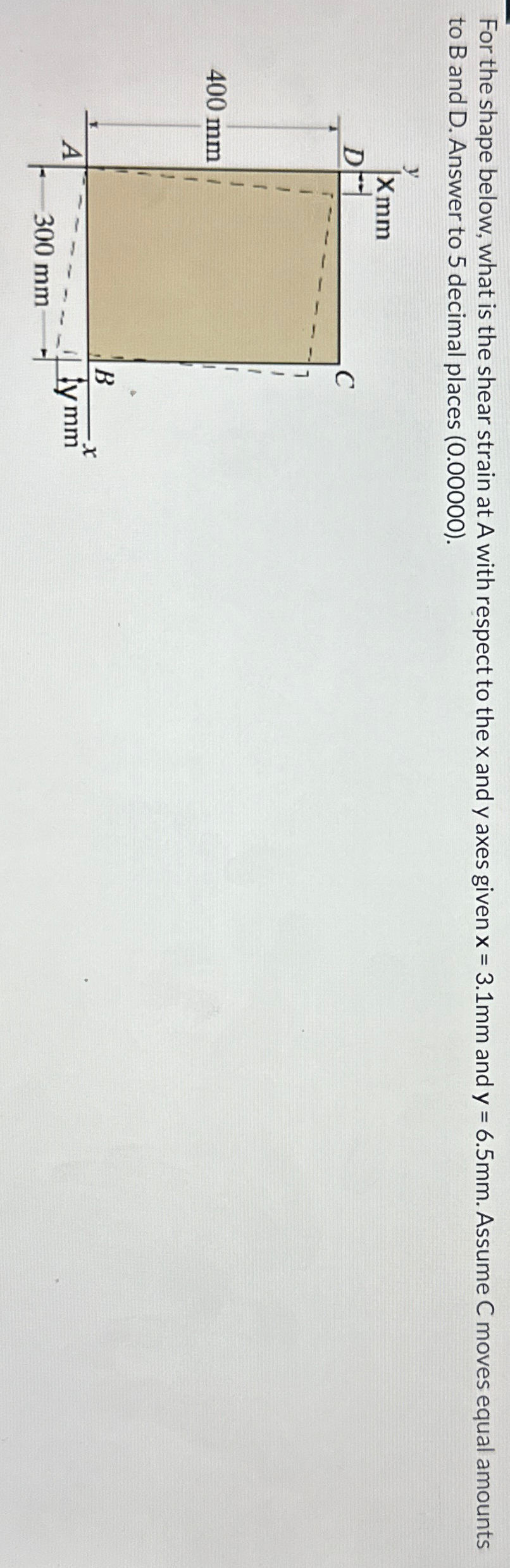 Solved For the shape below, what is the shear strain at A | Chegg.com