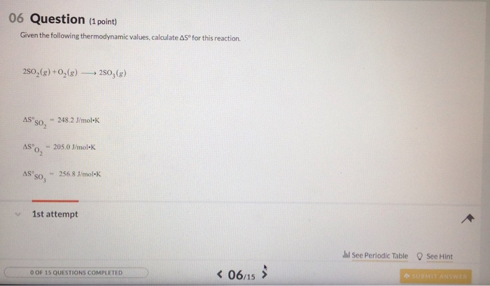 Solved 06 Question (1 point) Given the following | Chegg.com