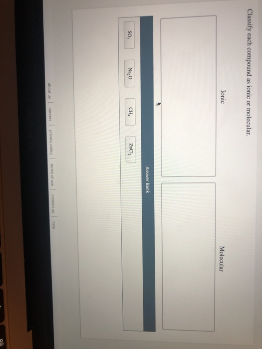Solved Classify each compound as ionic or molecular. Ionic | Chegg.com