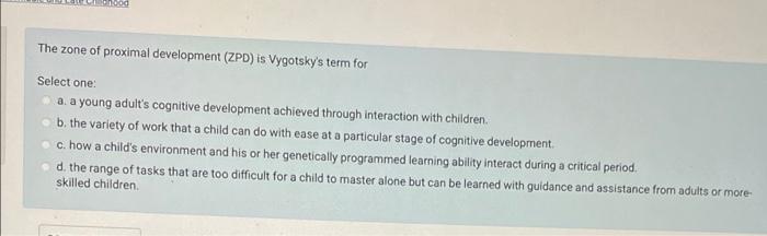 Zone of proximal development is vygotsky's term clearance for