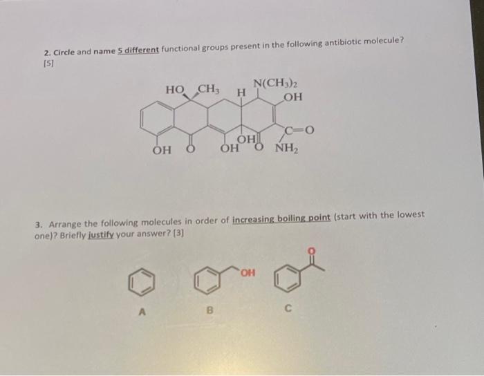 Solved 2 Circle And Name 5 Different Functional Groups Chegg Com