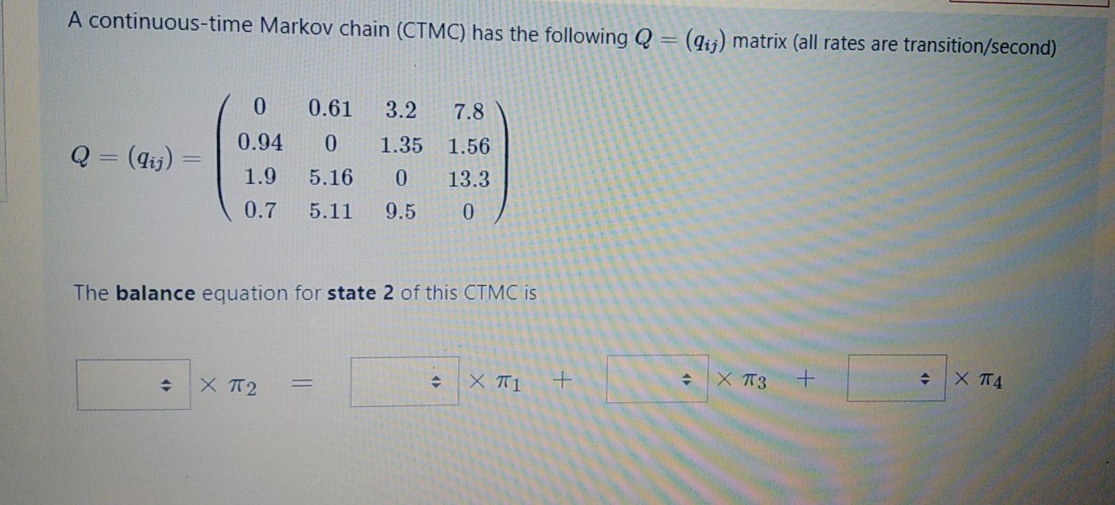 Solved A continuous-time Markov chain (CTMC) has the | Chegg.com