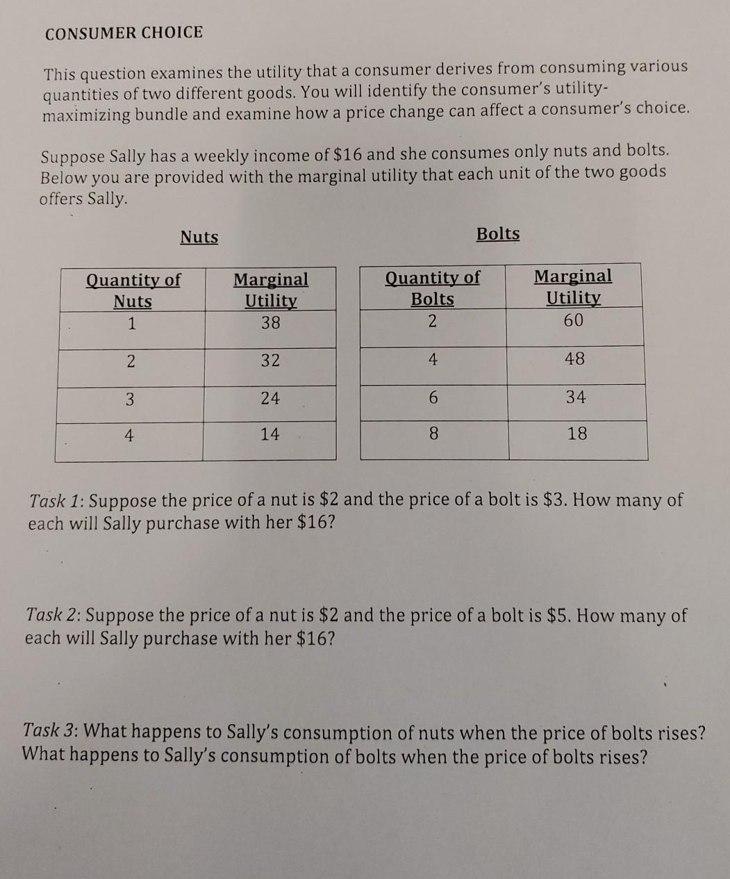Solved CONSUMER CHOICE This question examines the utility | Chegg.com