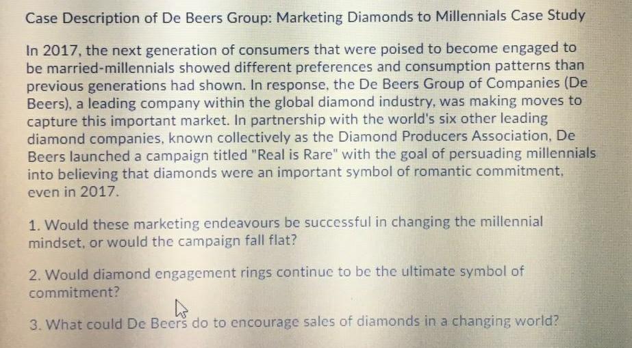 Case Study The De Beers Group - Exploring the Diamond Reselling  Opportunity