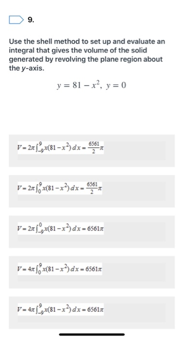 Integration By Shell Method Solved 11. Use the shell method to set up and evaluate the | Chegg.com