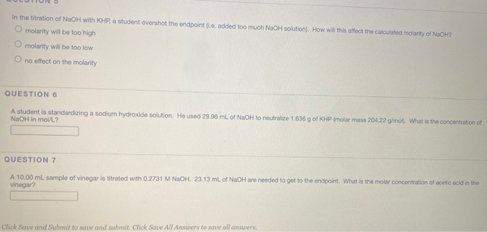 the endpoint of the titration is overshot brands