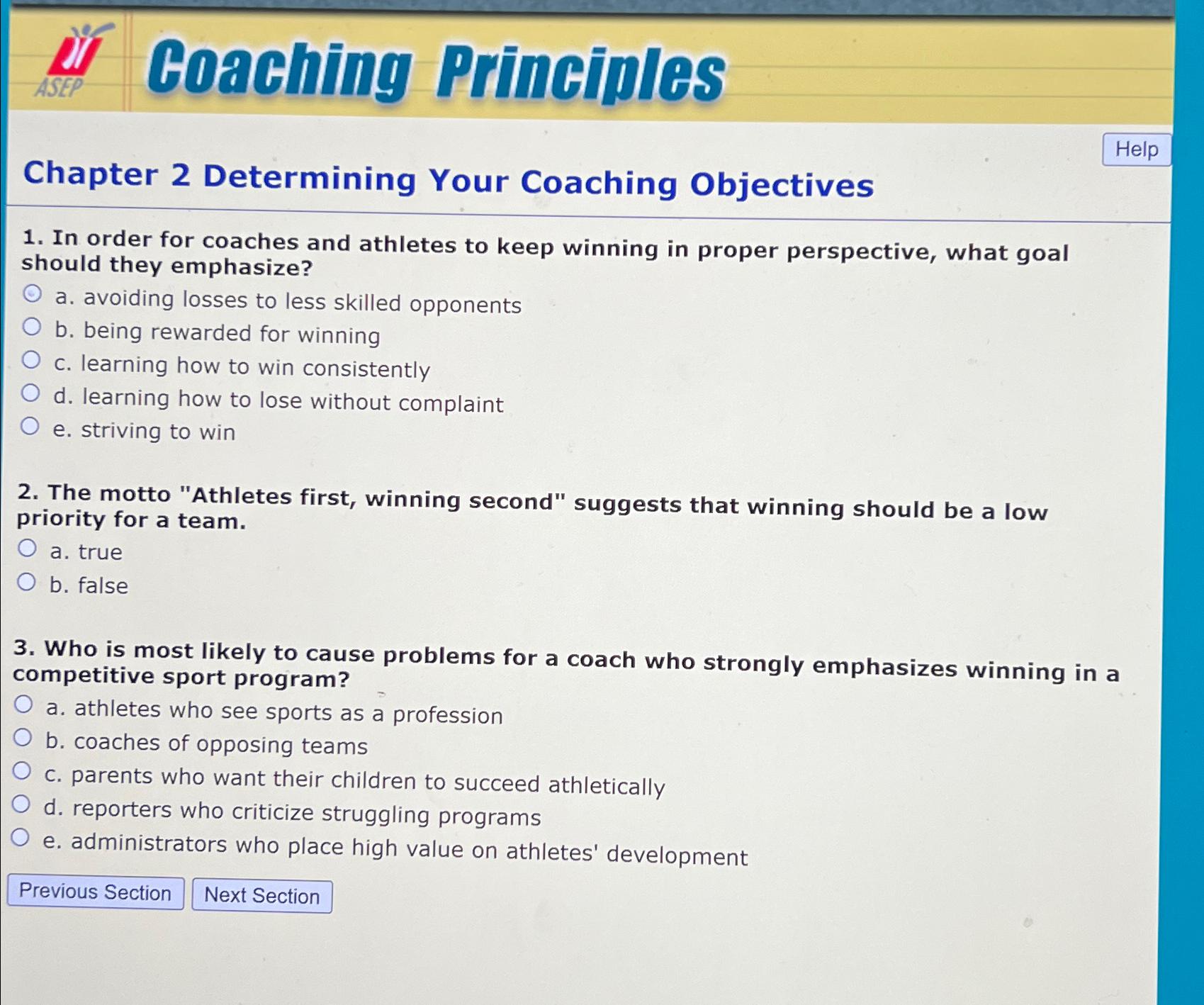 Solved Chapter 2 ﻿Determining Your Coaching ObjectivesIn | Chegg.com