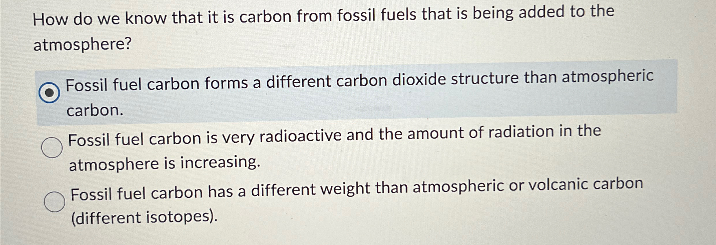 Solved How do we know that it is carbon from fossil fuels | Chegg.com